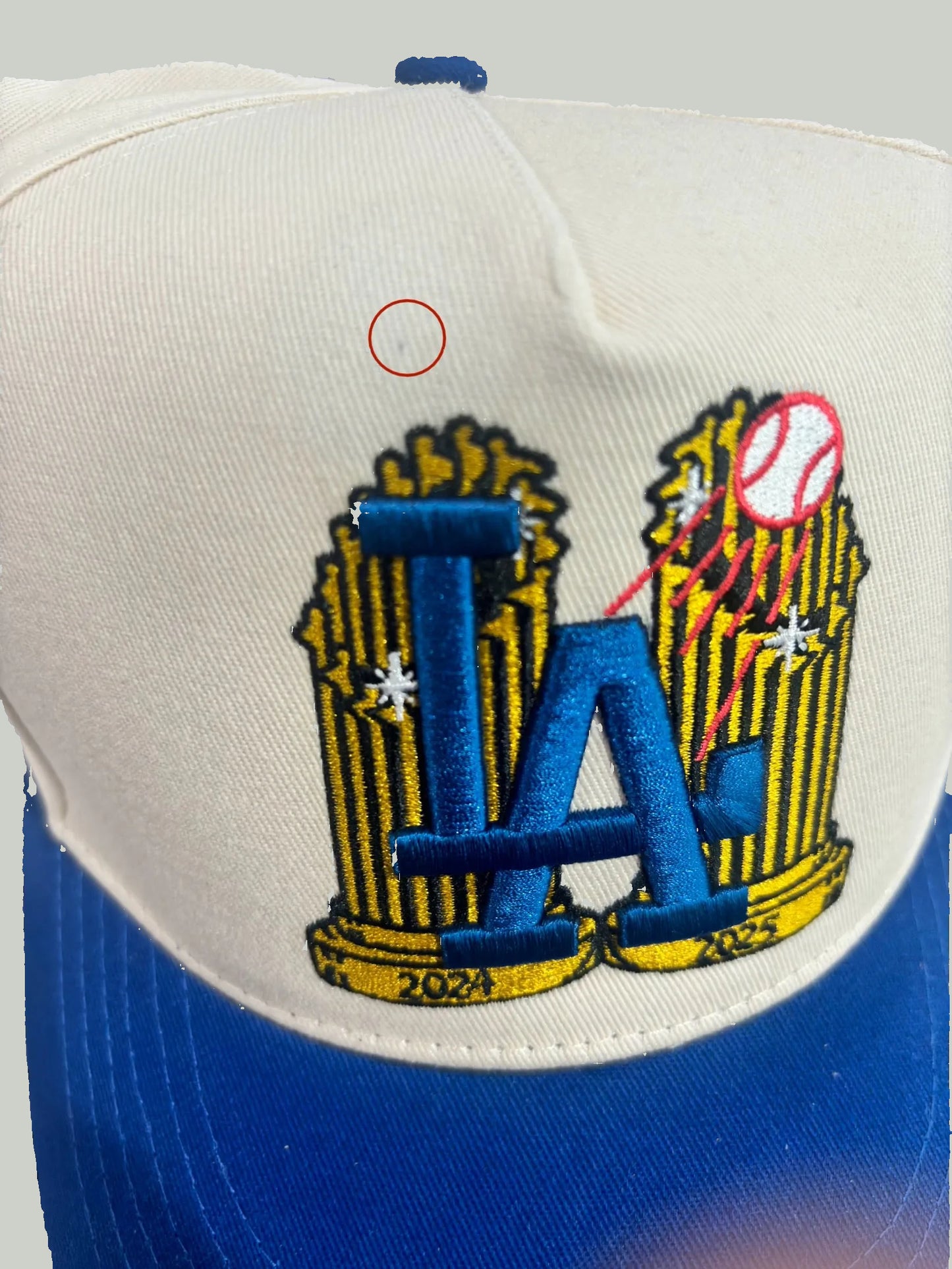 Blemished Dodgers World Series Back 2 Back Cream Hat