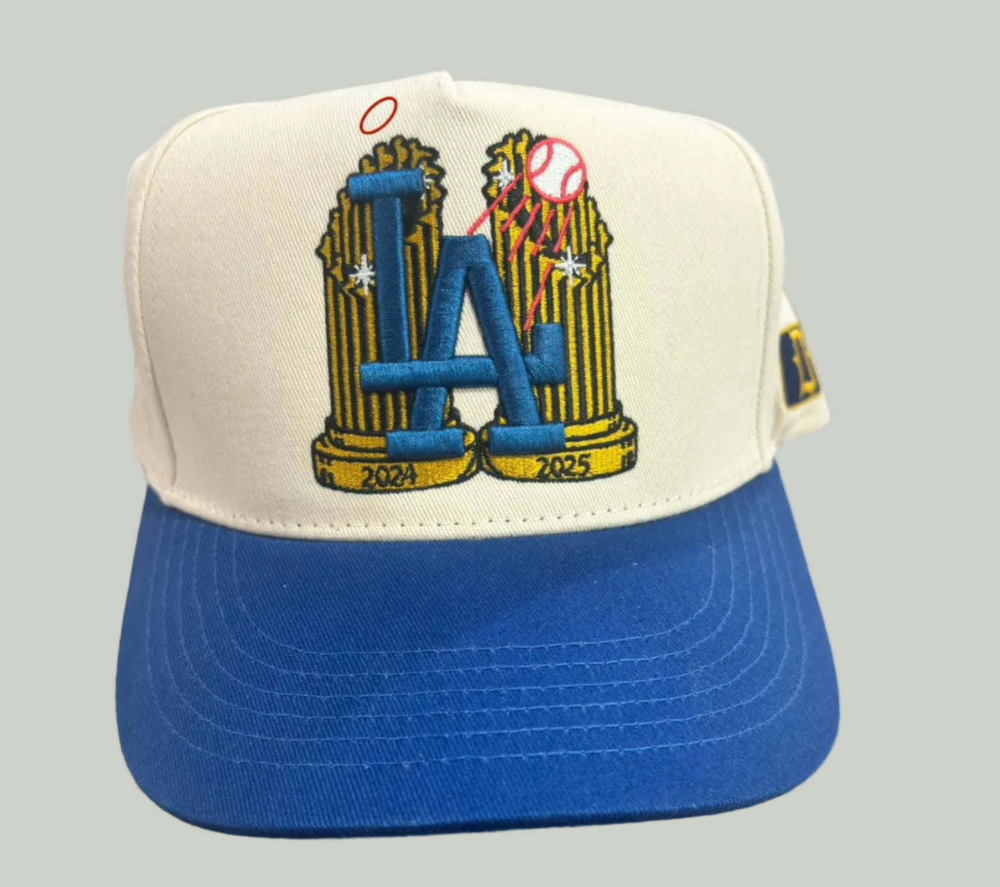 Blemished Dodgers World Series Back 2 Back Cream Hat